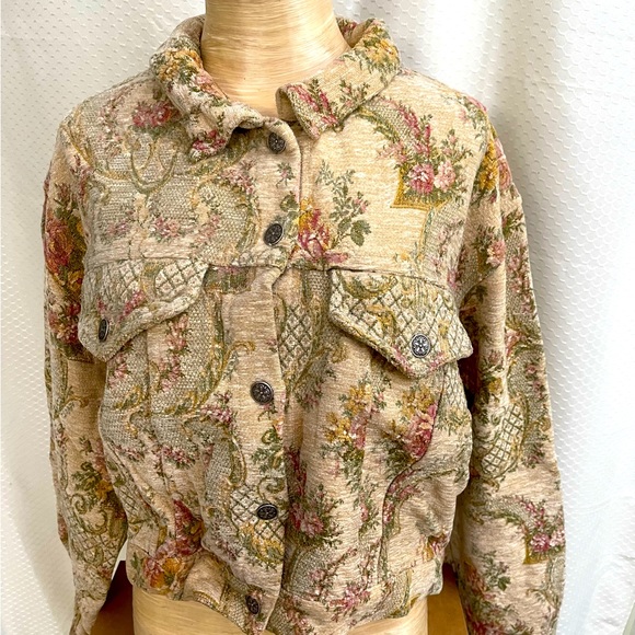 Jean style jacket size M. Melinda Zoller retro. Love this print! - Picture 2 of 6
